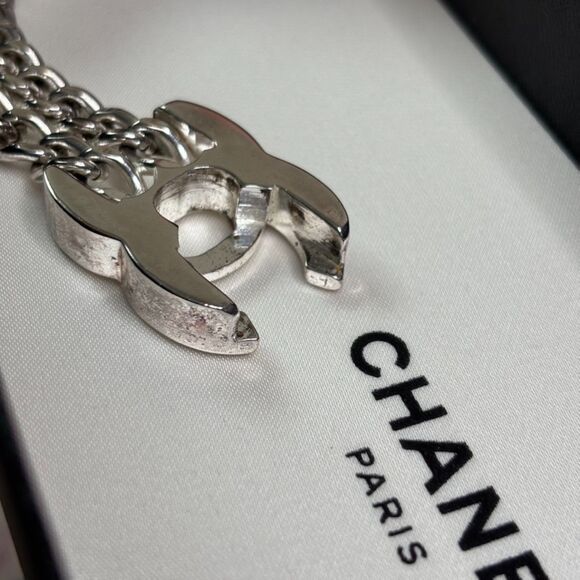 Chanel Silver Double Chain Turnlock Bracelet - Picture 4 of 6